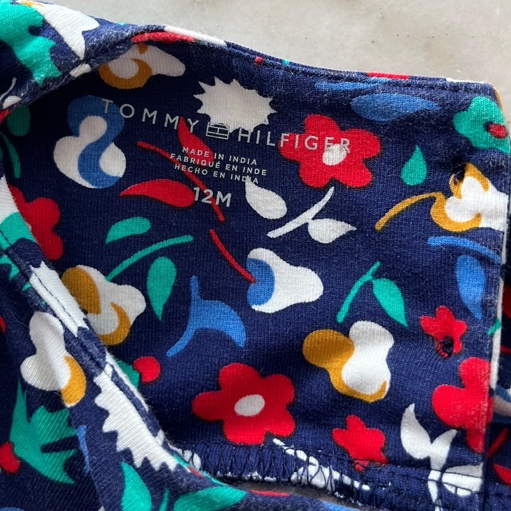 Tommy Hilfiger navy floral baby top blouse and skirt Sz 12/18M - Picture 6 of 8